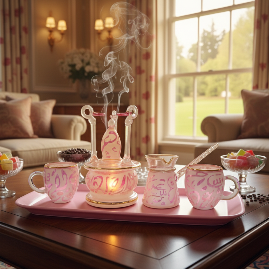 طقم قهوه بايريكس روز حروف ذهب